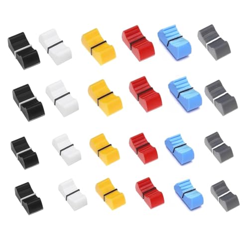 BEPSYOM 24 Stück Fader Knöpfe Faderknopf Aufnahme Mixer Straight Slide Potentiometer Bunte Fader Caps slider kappe Fader Pioneer für DJ Mixer die Lautstärkeregelung der Gitarrenkonsole von BEPSYOM