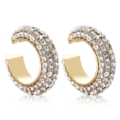 BEPSYOM 3 PCS Einzigartig gestaltete Ohrclips aus kubischem Zirkonoxid, Speziell für nicht durchbohrte Ohrringe entwickelt, mehrere Strasssteine verleihen diesen klassischen Ohrringen Glanz von BEPSYOM