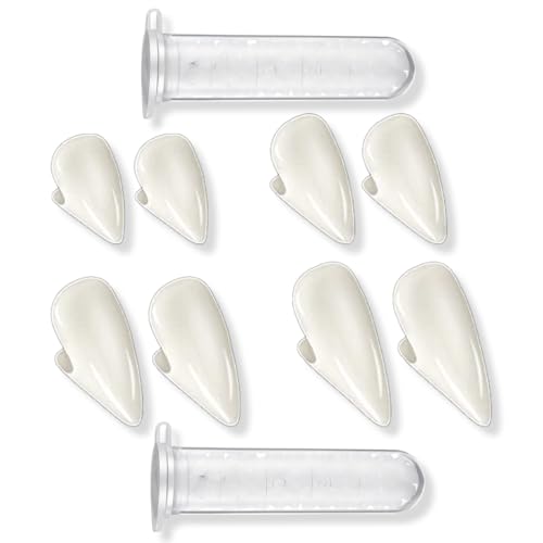 BEPSYOM 4 Paar Vampir Zähne Kostüm Fangs Gefälschte Zähne mit 2 Flaschen Pellets für Cosplay Party Requisiten Halloween Gefälligkeiten (4 Größe) von BEPSYOM