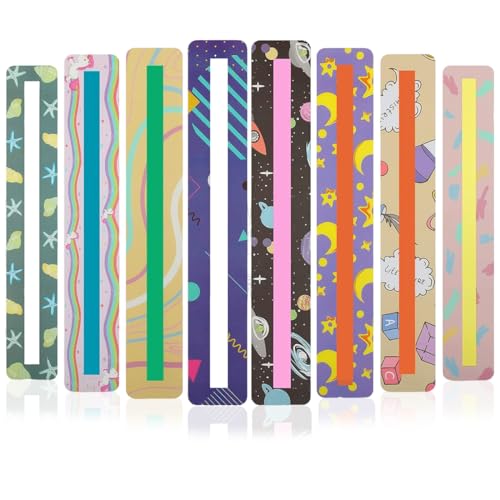 BEPSYOM 8 Pcs teiliges Legasthenie Overlay Lineal für Kinder, visuelle Hilfsmittel, Fenster, Lese Tracking Lineale, geführtes Lesen, Lehrer Versorgungsassistent, Hervorhebungsstreifen von BEPSYOM