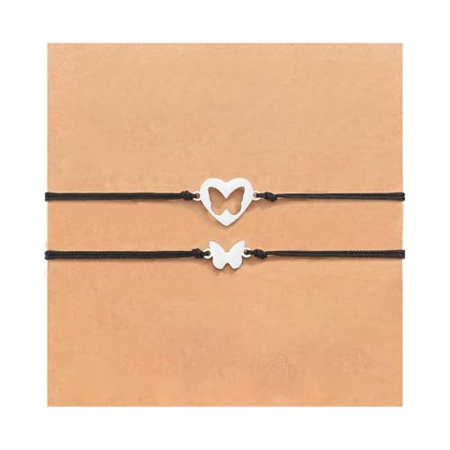Passende Armbänder, Schmetterlingsarmband,BEPSYOM Damen Armband Freundschaft Langstrecken Bettelarmband Abschlussfeier Geburtstag Schmuck Geschenk für 2 Beste Freunde von BEPSYOM