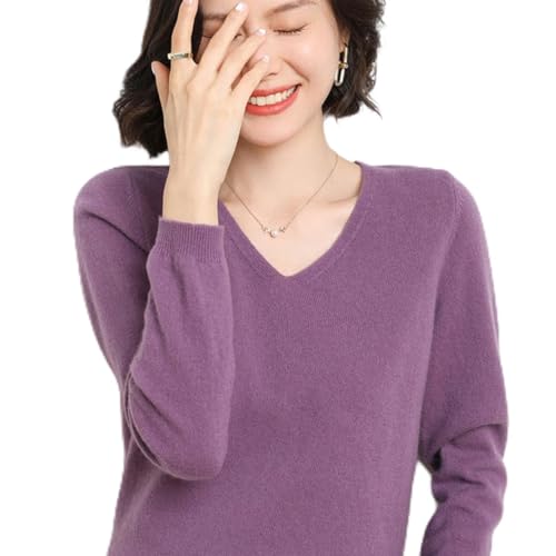 BEQUAH Wollpullover Frühling und Herbst Kaschmir Pullover Damen Pullover V-Ausschnitt Damen Pullover Strickoberteil Damen Langarm Kaschmir Pullover Lila,Xxl BEQUAH Wollpullover Frühling und Herbst Kaschmir Pullover Damen Pullover V-Ausschnitt Damen Pullover Strickoberteil Damen Langarm Kaschmir Pullover Lila,Xxl von BEQUAH