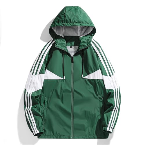 BERCIELY Baseballjacke Herren Trend Urban All-Match Hoodie Jacke Herren Einfarbig Revers Komfortabel Mode Vintage Jugend Jacke Männer Langarm Jacke Herren B-Green 8XL von BERCIELY