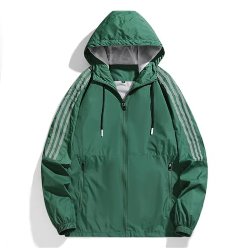 BERCIELY Baseballjacke Herren Trend Urban All-Match Hoodie Jacke Herren Einfarbig Revers Komfortabel Mode Vintage Jugend Jacke Männer Langarm Jacke Herren D-Green L von BERCIELY
