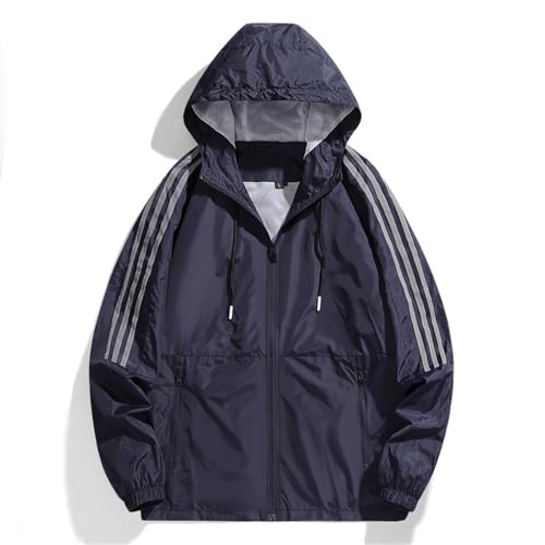 BERCIELY Baseballjacke Herren Trend Urban All-Match Hoodie Jacke Herren Einfarbig Revers Komfortabel Mode Vintage Jugend Jacke Männer Langarm Jacke Herren E-Blue L von BERCIELY