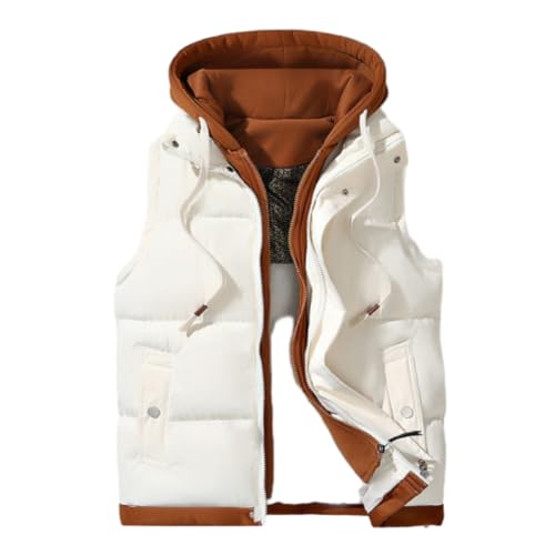 BERCIELY Basic Weste Herren Jugend Klassisch All-Match Weste Herren Leichte Mode Casual Outdoor Weste Herren Ärmellos Verdicken Warm Baumwollweste Herren A-Beige XL von BERCIELY