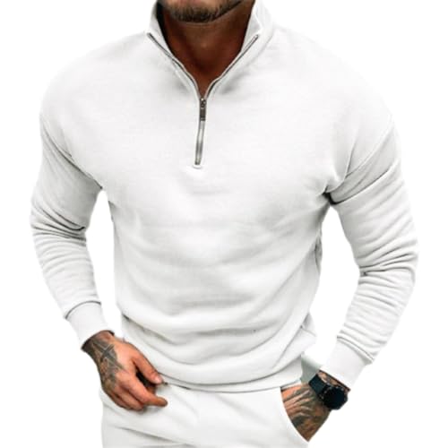 BERCIELY Sweatshirt Herren Einfarbig Kapuzenpullover Herren Elastizität Komfortabel Langärmeliges Casual Sweatshirt Herren Jugend Modern Pullover Hoodie Herren J-White XL von BERCIELY