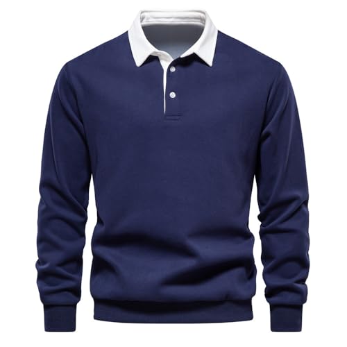 BERCIELY Sweatshirt Herren Slim Fit Komfortabel Mode Langärmeliges Sweatshirt Herren Casual Sport Trend Sweatshirt Herren Jugend Klassisch All-Match Pullover Herren A-Navy L von BERCIELY