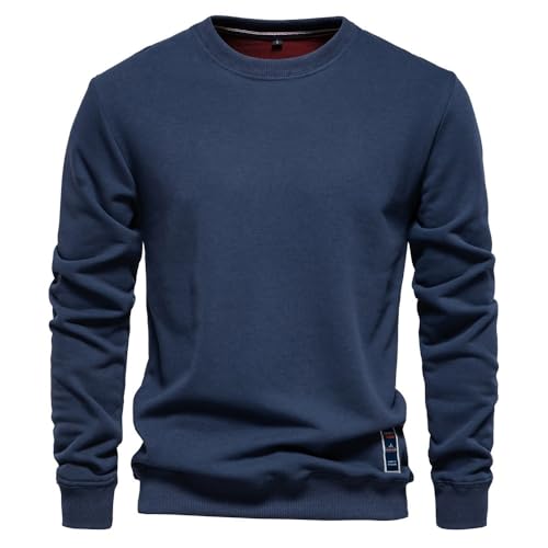 Sweatshirt Herren Jugend Klassisch Trend Pullover Leichte Komfortabel Casual Langärmeliges Tops Regular Fit Mode Urban Sportshirt B-Navy M von BERCIELY