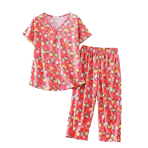 BERDITH Damen Pyjama Set Sommer Schlafanzug Kurz Nachtwäsche Sleepwear Hausanzug Loungewear für Frauen von BERDITH