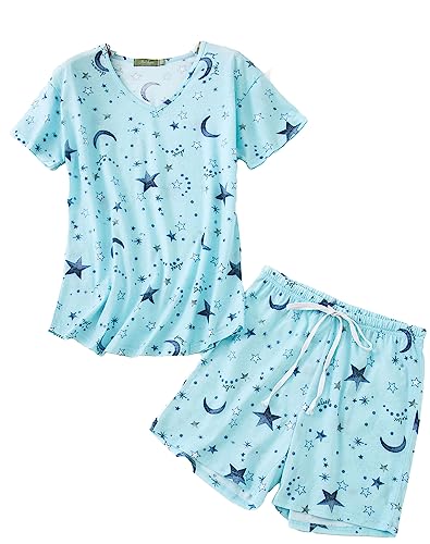 BERDITH Damen Pyjama Set Sommer Schlafanzug Kurz Nachtwäsche Sleepwear Hausanzug Loungewear für Frauen von BERDITH