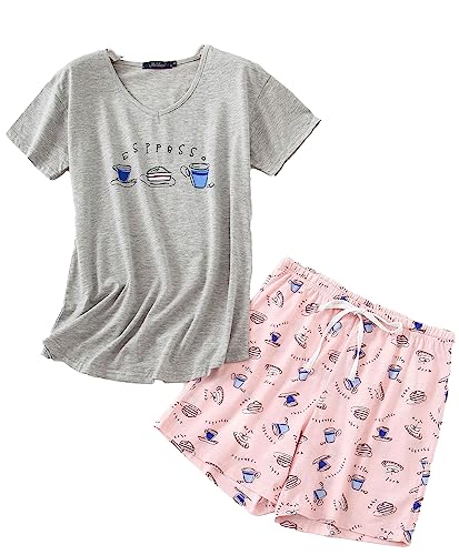 BERDITH Damen Pyjama Set Sommer Schlafanzug Kurz Nachtwäsche Sleepwear Hausanzug Loungewear für Frauen von BERDITH
