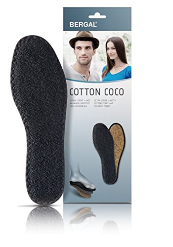 BERGAL Cotton Coco - Ultra leicht mit Baumwollfrottee und Kokosfaser für Erwachsene und Kinder (Gr. 24-48) + Rema Einlagenbeutel (28, Schwarz) von BERGAL