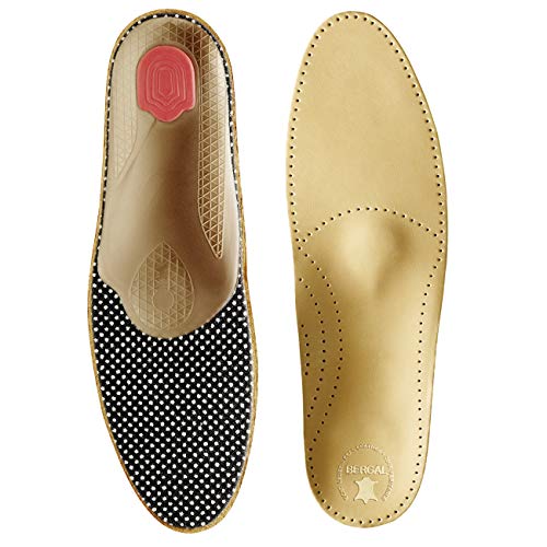 BERGAL Exclusiv Fußbett - Komfort mit echtem Leder und Aktivkohle-Filter (Gr. 36-50) + Rema Einlagenbeutel (44 Herren, Hellbraun) von BERGAL