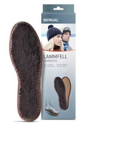 BERGAL Lammfell Einlegesohle - mollig und warm für Erwachsene und Kinder (Gr. 26-48) + Rema Einlagenbeutel (30, Braun) von BERGAL