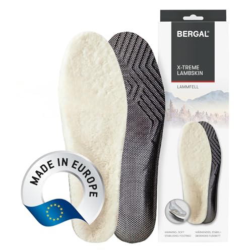 X-TREME LAMBSKIN Lammfell-Sohlen Einlegesohlen extra dick Damen und Herren anatomisch geformt Halt und Komfort Winter-Einlagen Thermosohle warm weich flauschig echtes Schaffell Schuheinlagen Gr. 42 von BERGAL