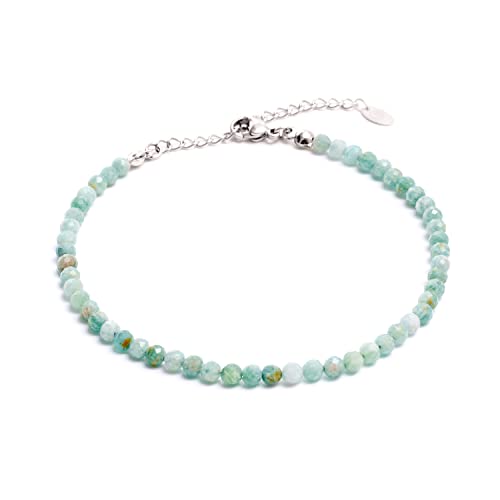 BERGERLIN Amazonit Fußkette türkis - facettiertes, türkises Fußkettchen - Silber - XS-S von BERGERLIN