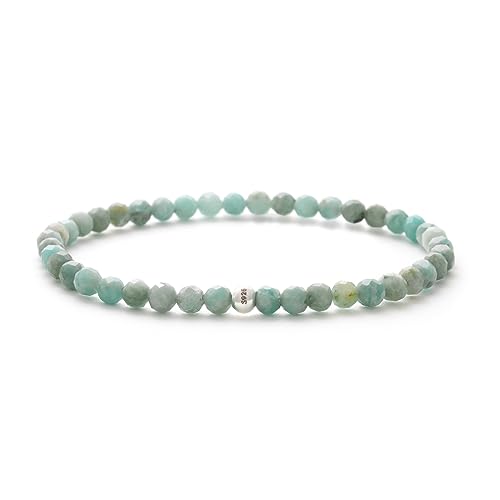 BERGERLIN Amazonit Armband echt mit 925 Sterling Silberperle - facettierte Perlen - Größe XS von BERGERLIN