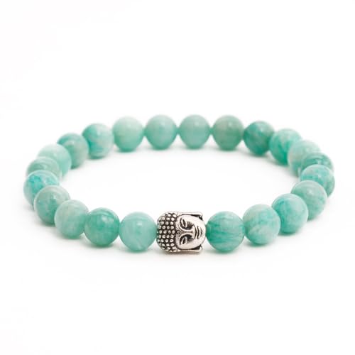 BERGERLIN Amazonit Armband echt mit Naturstein Perlen - Buddha Armband von BERGERLIN
