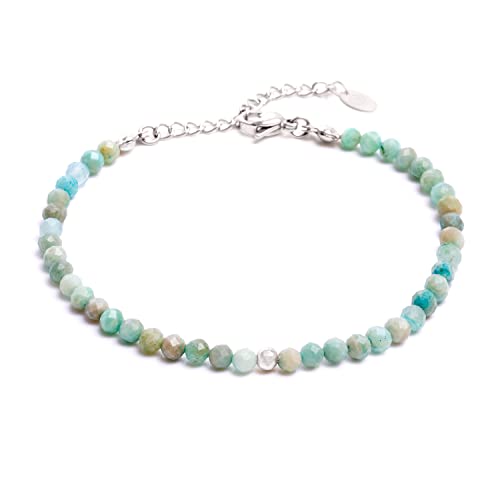 BERGERLIN Amazonit Armband türkis - facettiertes, türkises Armband - Silber - M-L von BERGERLIN