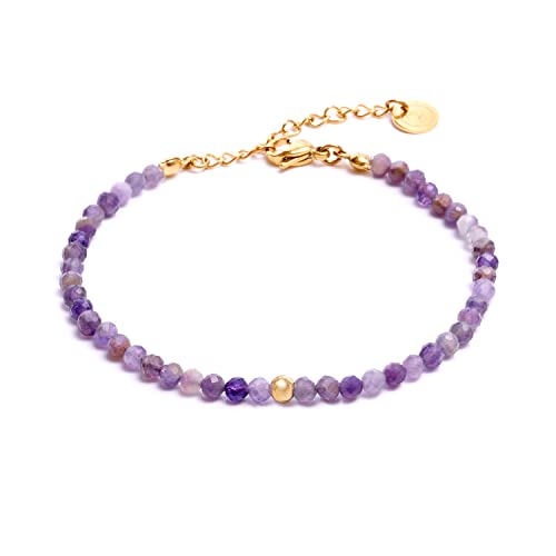 BERGERLIN Amethyst Armband lila - facettiertes, lila Armband - Gold - M-L von BERGERLIN