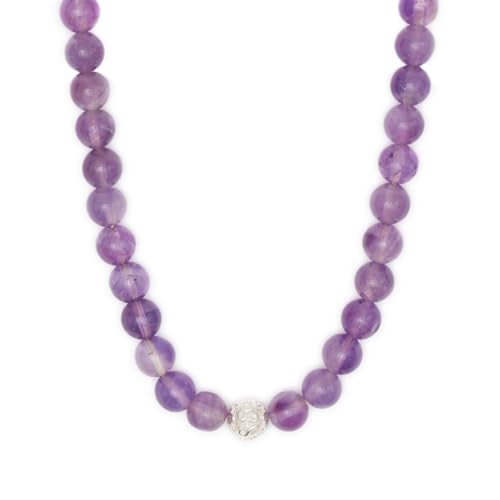 BERGERLIN Amethyst Halskette echt - Perlenkette mit 925 Sterling Silberperle - Echte Amethyst Kette in Größe M-L von BERGERLIN