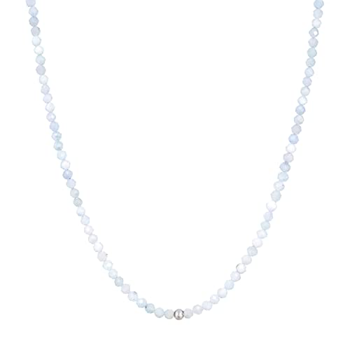 BERGERLIN Aquamarin Halskette hell blau - hellblaue Kette - Silber - M-L von BERGERLIN