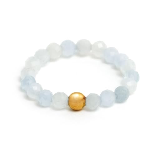 BERGERLIN Echter Aquamarin Ring mit Goldperle - facettierte Perlen - Größe M BERGERLIN Echter Aquamarin Ring mit Goldperle - facettierte Perlen - Größe M von BERGERLIN