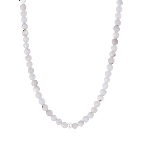 BERGERLIN Chalcedon Halskette weiss - weisse Kette - Silber - XS-S von BERGERLIN