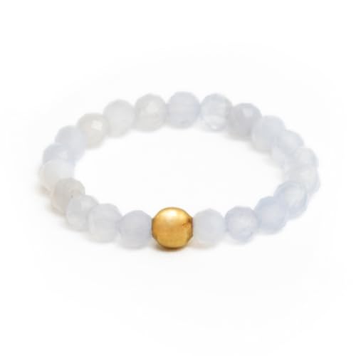 BERGERLIN Echter Chalcedon Ring mit Goldperle - facettierte Perlen - Größe M BERGERLIN Echter Chalcedon Ring mit Goldperle - facettierte Perlen - Größe M von BERGERLIN