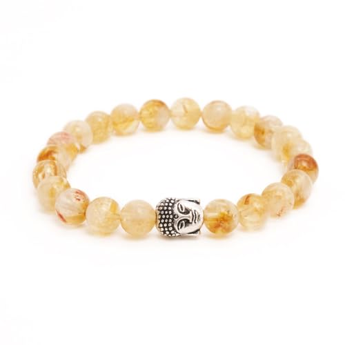 BERGERLIN Citrin Armband echt mit Naturstein Perlen - Buddha Armband - Größe XS-S von BERGERLIN