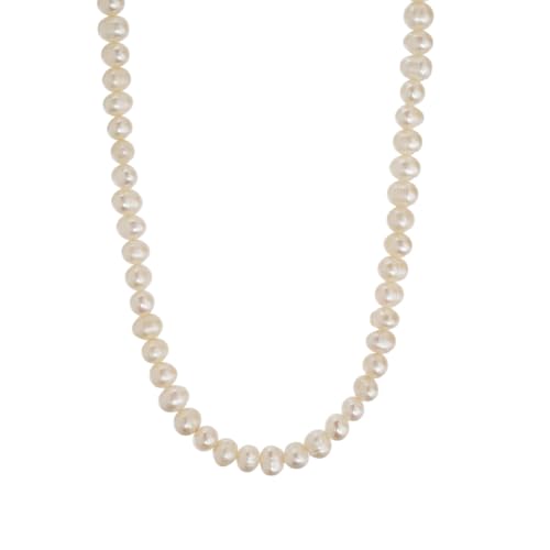 BERGERLIN Echte Perlenkette für Damen und Herren - Halskette aus Süßwasserperlen - Perlenhalskette mit Verschluss aus Gold und Echtheitszertifizierung (XS-S, Gold) von BERGERLIN