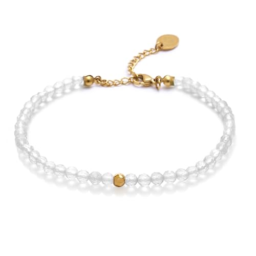 BERGERLIN Bergkristall Armband durchsichtig - transparentes Armband - Gold - XS-S von BERGERLIN