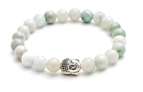 BERGERLIN Jade Armband echt mit Naturstein Perlen - Buddha Armband - Größe XS-S von BERGERLIN