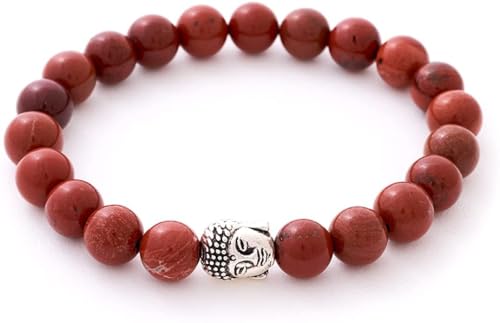 BERGERLIN Jaspis Armband echt mit Naturstein Perlen - Buddha Armband - Größe XS-S von BERGERLIN