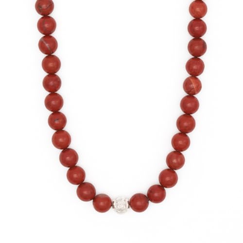 BERGERLIN Jaspis Halskette echt - Perlenkette mit 925 Sterling Silberperle - Echte Jaspis Kette in Größe M-L von BERGERLIN
