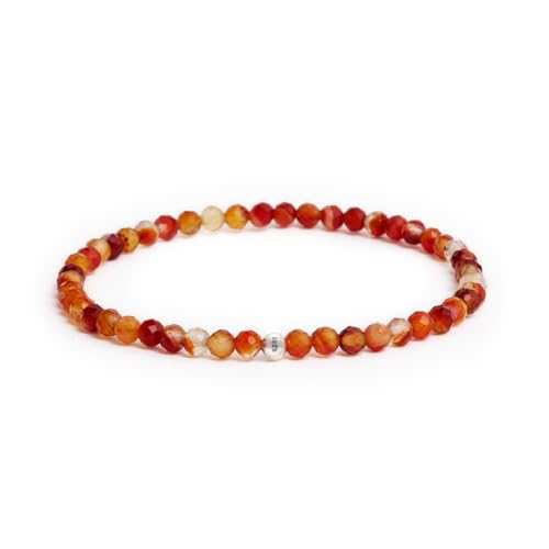 BERGERLIN Karneol Armband echt mit 925 Sterling Silberperle - facettierte Perlen - Größe S von BERGERLIN