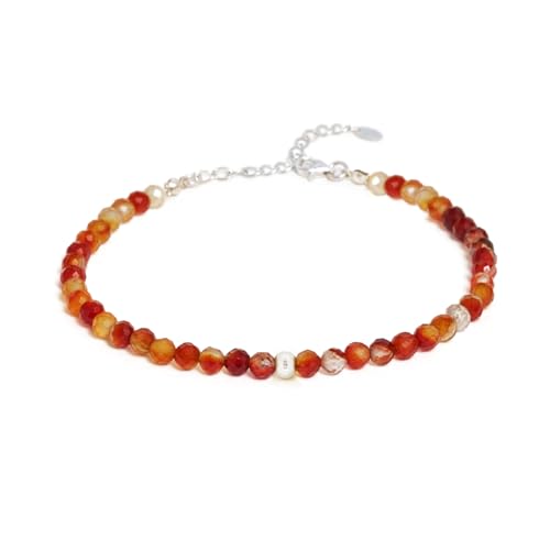 BERGERLIN Karneol Armband orange - facettiertes, orangenes Armbändchen - Silber - XS-S von BERGERLIN