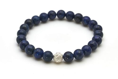BERGERLIN Lapislazuli Armband - Perlenarmband aus echtem Naturstein mit 925 Sterling Silberperle - Größe XS-S von BERGERLIN