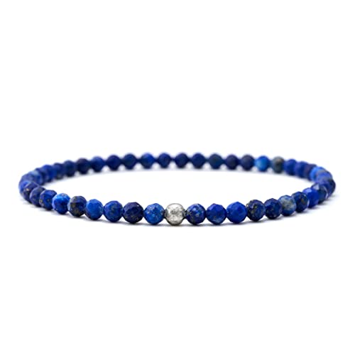 BERGERLIN Lapislazuli Armband echt mit 925 Sterling Silberperle - facettierte Perlen - Größe M von BERGERLIN