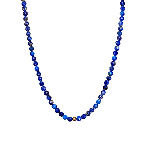 BERGERLIN Lapislazuli Halskette dunkel blau - blaue Kette - Gold - M-L von BERGERLIN