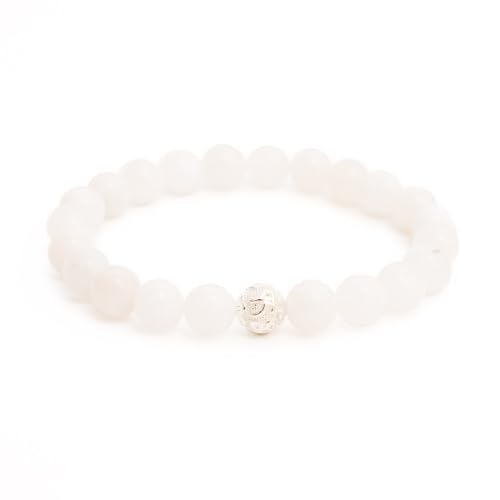 BERGERLIN Mondstein Armband - Perlenarmband aus echtem Naturstein mit 925 Sterling Silberperle von BERGERLIN