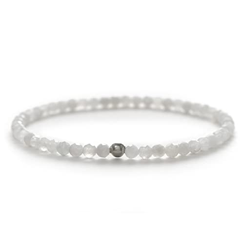BERGERLIN Mondstein Armband echt mit 925 Sterling Silberperle - facettierte Perlen - Größe XS von BERGERLIN