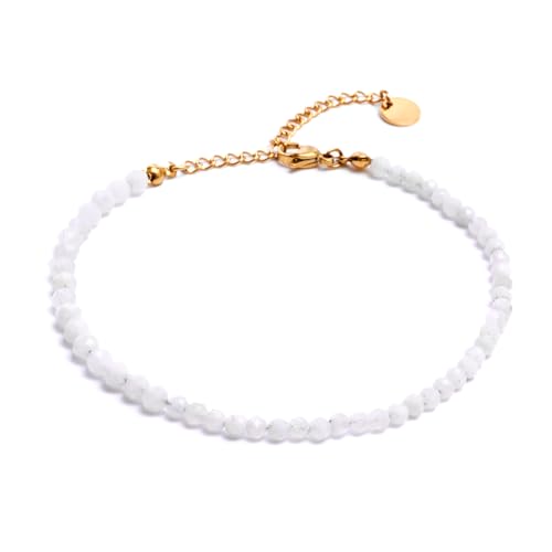 BERGERLIN Mondstein Fußkette grau - facettiertes, graues Fußkettchen - Gold - M-L von BERGERLIN