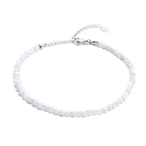 BERGERLIN Mondstein Fußkette grau - facettiertes, graues Fußkettchen - Silber - M-L von BERGERLIN