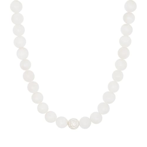 BERGERLIN Mondstein Halskette echt - Perlenkette mit 925 Sterling Silberperle - Echte Mondstein Kette in Größe M-L von BERGERLIN