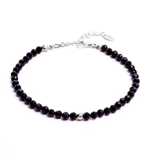 BERGERLIN Obsidian Armband schwarz mit 925 Sterling Silberperle – facettiertes, schwarzes Armband mit Verschluss – Größe M-L BERGERLIN Obsidian Armband schwarz mit 925 Sterling Silberperle – facettiertes, schwarzes Armband mit Verschluss – Größe M-L von BERGERLIN