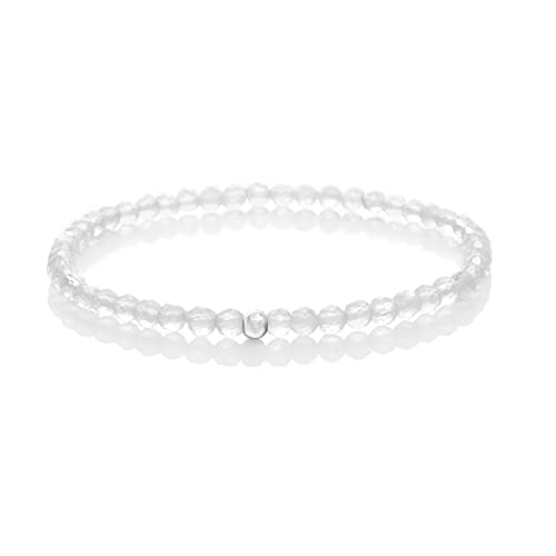 BERGERLIN Bergkristall Armband echt mit 925 Sterling Silberperle - facettierte Perlen - Größe M von BERGERLIN