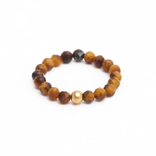 BERGERLIN Echter Tigerauge Ring mit Goldperle - facettierte Perlen - Größe M BERGERLIN Echter Tigerauge Ring mit Goldperle - facettierte Perlen - Größe M von BERGERLIN