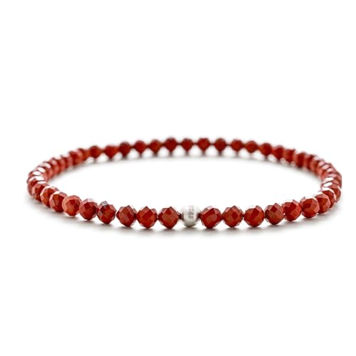 BERGERLIN Jaspis Armband echt mit 925 Sterling Silberperle - facettierte Perlen - Größe S von BERGERLIN